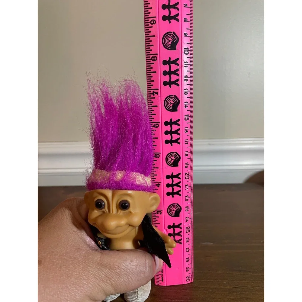 Vintage Russ Berrie Troll Doll Purple Hair Black Gold Workout Outfit Retro Toy